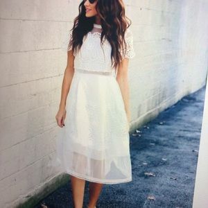 Crochet midi white dress